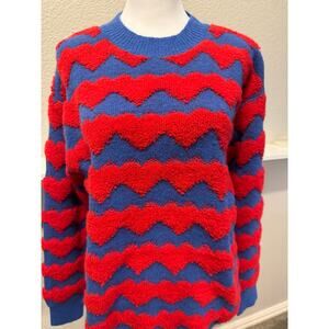 New-Wave Pattern Sweater-Blue & Red-Small